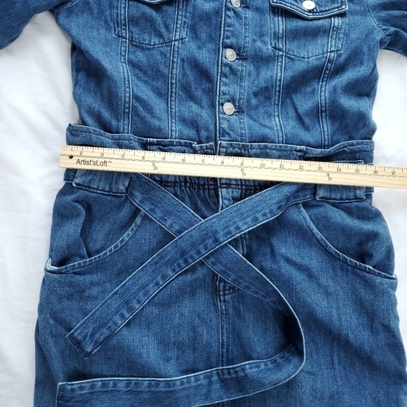 Hudson Blouson Sleeve Paper Bag Denim Longsleeve Dress - Medium Indigo Blue - Picture 10 of 16